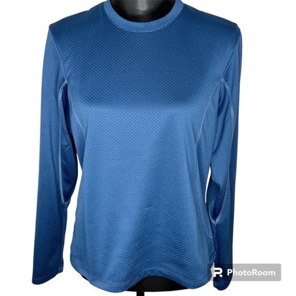 Title Nine Top Activewear Long Sleeve Performance Crewneck Blue Size Large